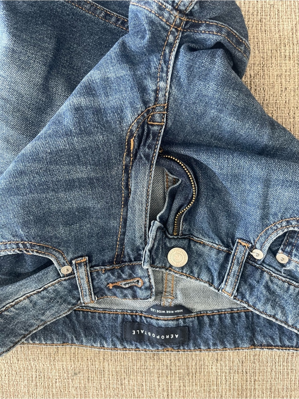 Aeropostale Women's Blue Wide Leg Jeans - Mid Wash